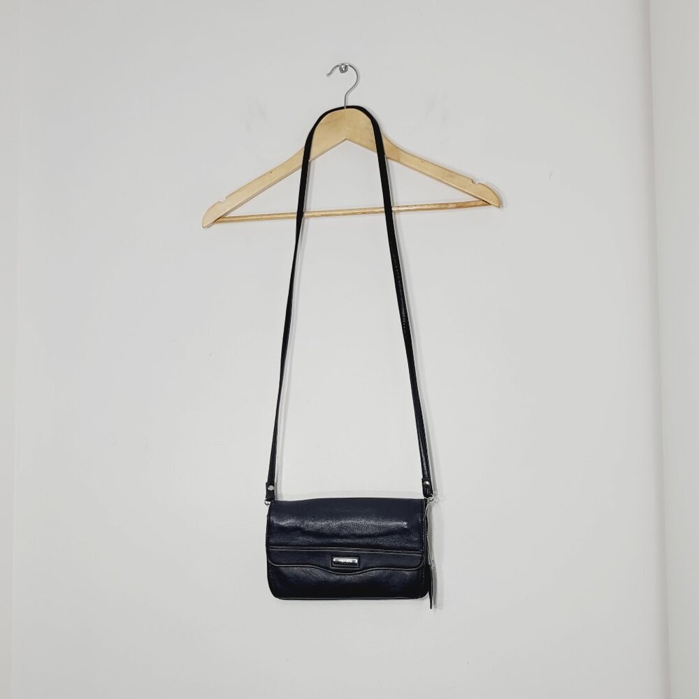 Visione Vintage Black Genuine Leather Adjustable Removable Strap Crossbody Bag